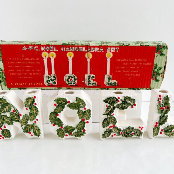 Vintage Christmas NOEL Candle Holders Made in Japan - Picture 5 of 9